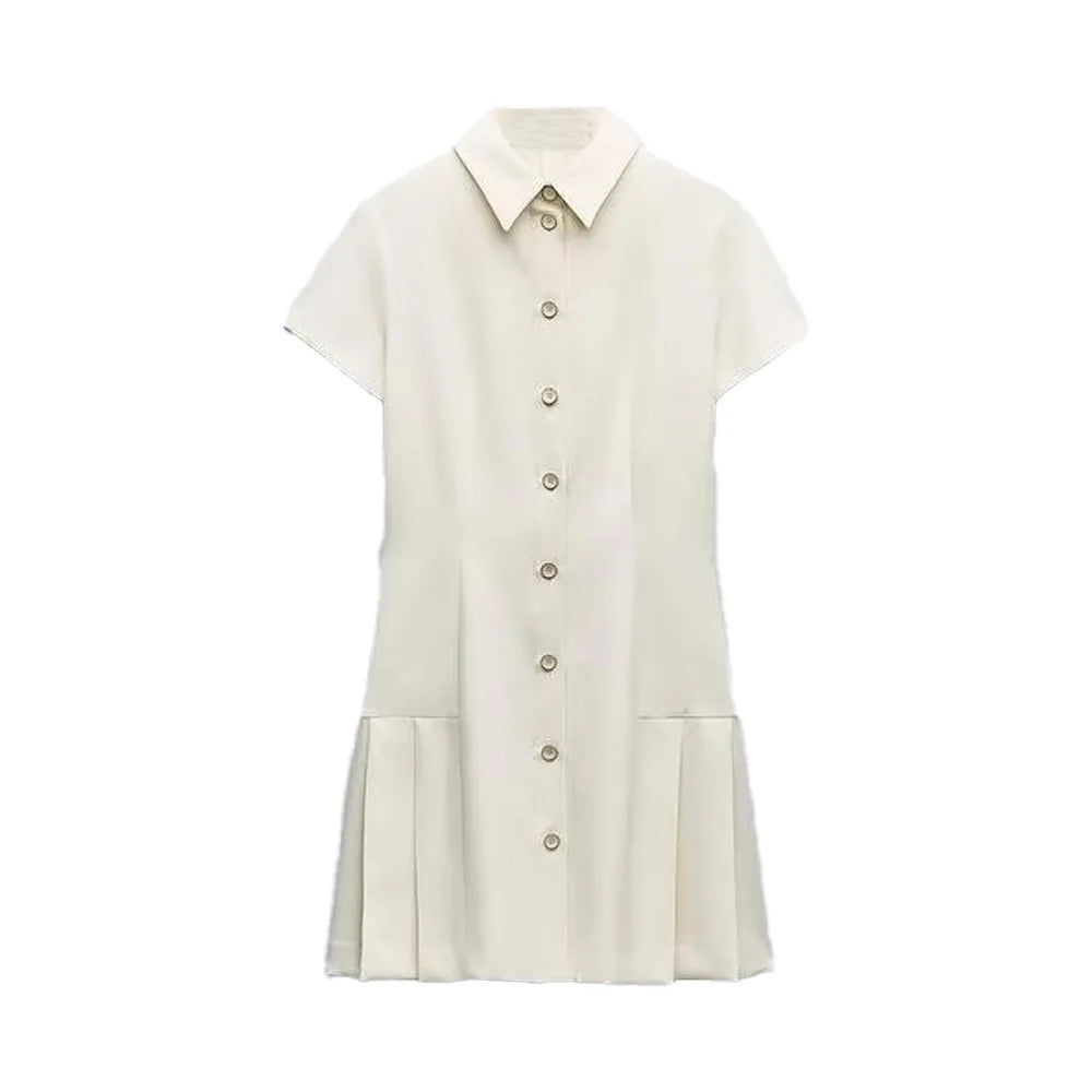 Vestido curto, casual, Polo com Gola Alta