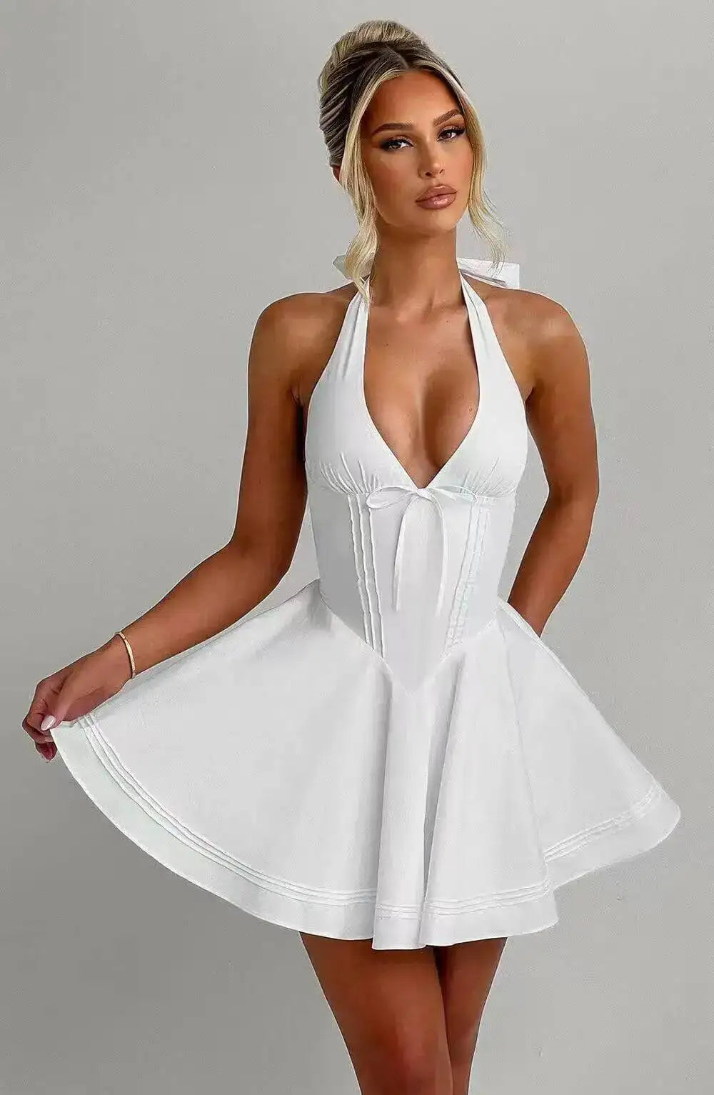 Vestido Avrilyaan ombro a ombro, decote nas costas, sexy, elegante